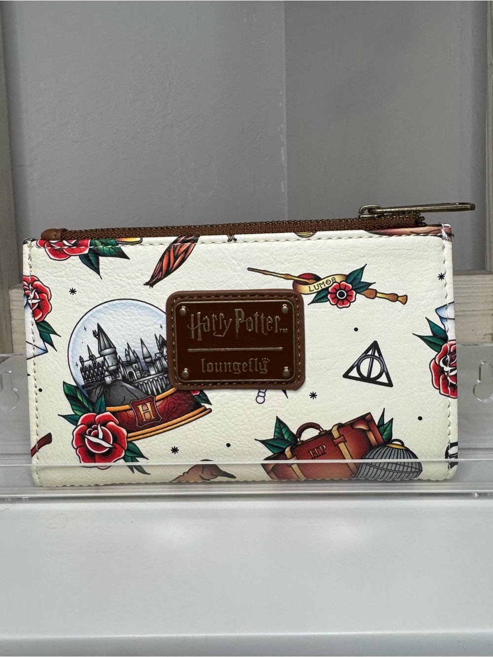Loungefly White Harry Potter Tattoo Print Zip Card Wallet